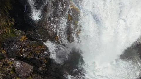 Fast-Flowing Natural River Waterfall Of Cascada del río Xestosa Stock Footage 334045706
