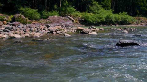 Fast Flowing Rapids of the Hozu River in Scenic Kyoto Gorge - Kyoto, Japan Stock Footage 336830070