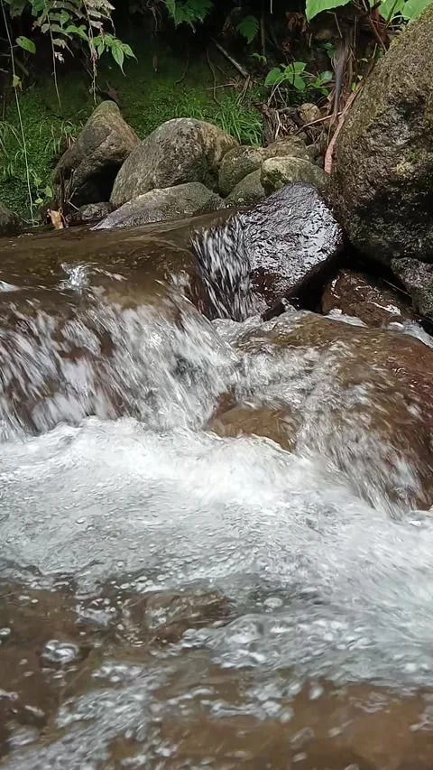 Fast Flowing River Current Over Stones Dynamic Stream Close Up Stock Footage 330582810