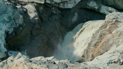 Fast flowing River from Glacier Stock Footage 74870308