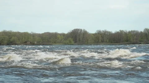 Fast Flowing River at Rapid Park with Forest View Stock Footage 335230535