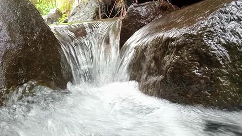Fast Flowing River Stream Over Rocks – Fresh Mountain Water Stock Footage 330547896