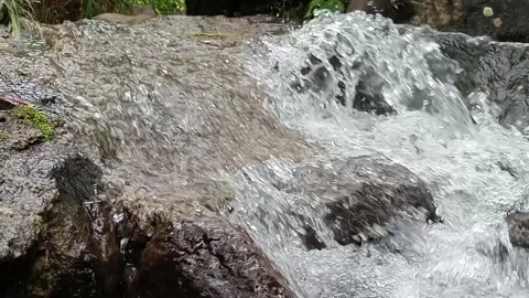 Fast Flowing River Stream with Splashing Water Over Rocks Stock Footage 330523951