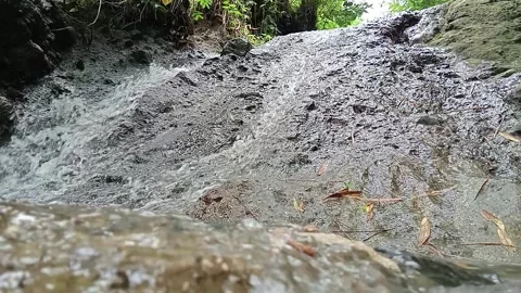 Fast Flowing Stream Over Rocky Ground in Natural Landscape Stock Footage 329782196