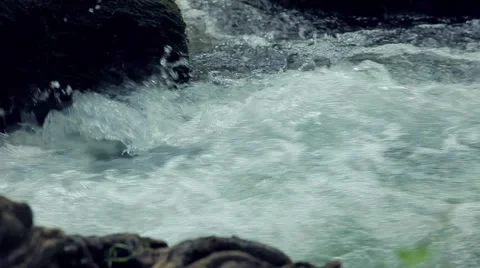 Fast Flowing Water of River Stream Stock Footage 52340565