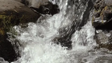Fast flowing water stream over rocks in nature Stock Footage 335899924