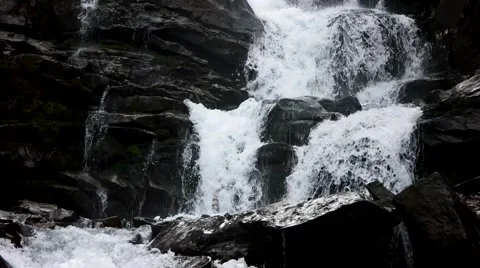 Fast Flowing Water in a Waterfall During Winter Stock Footage 61017936