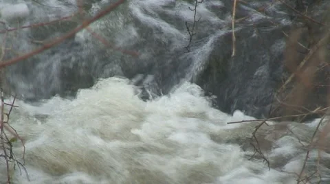 Fast flowing waterfall, Wintertime Stock Footage 1014166
