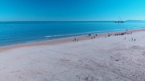 Fast fly over beach and sea 스톡 동영상 98475054