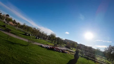 Fast-flying drone view above a vegetation in Turkistan park in Kazakhstan Stock Footage 235946343