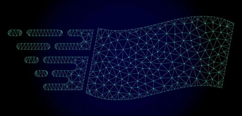 Fast Flying Rectangle Polygonal Frame Vector Mesh Illustration Stock Illustration