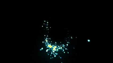 Fast-flying shiny green rays of dust flecks on a black background forming a.. Stock Footage 252934723