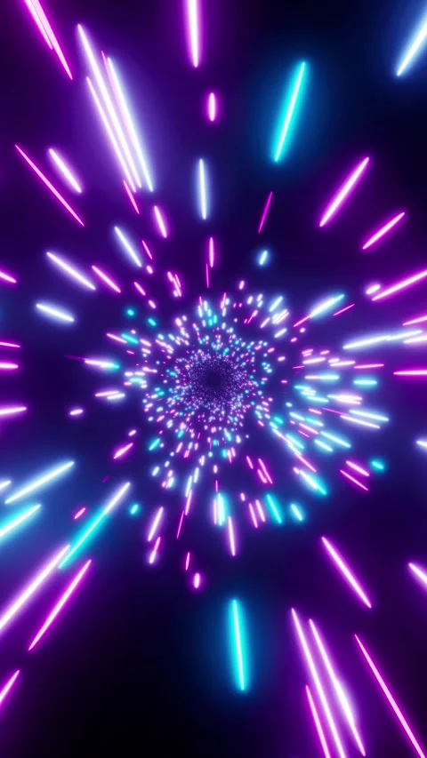 Fast Flying Speed Light Beams slow-motion Seamless Loop Cyan Magenta vertical Vídeo Stock 332970206