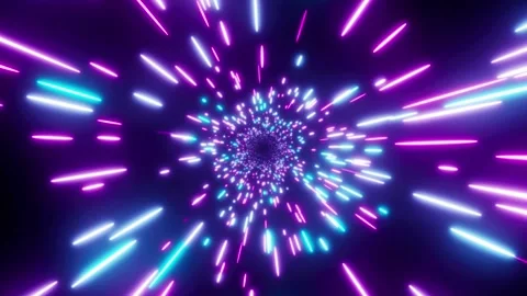 Fast Flying Speed Light Beams Seamless Loop slow-motion Cyan Magenta horizontal Stockbeeldmateriaal 332970217