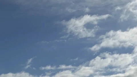 Fast-flying white clouds on a clean blue sky on a sunny day. Stock Footage 102633367