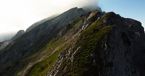 Fast Flyover Across Mountain Peaks in the Slovenian Alps Stock Footage 341316952