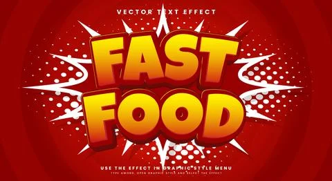 Fast Food 3d editable text effect Template Stock Illustration