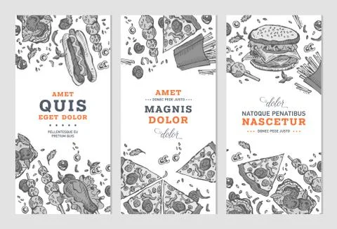 Fast food banner collection. Stock Illustration