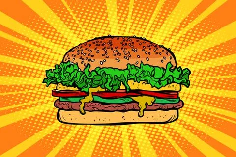 Fast food Burger, hamburger Stock Illustration