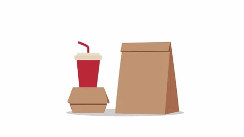 Fast Food Combo Meal Flat Animation Stock Footage 335591401
