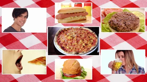 Fast food composition Video stock 32693258