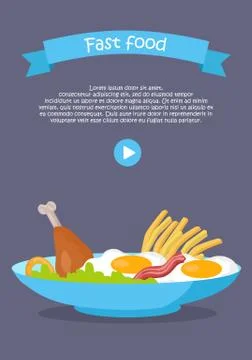 Fast Food Conceptual Flat Style Vector Web Banner Stock-Illustration