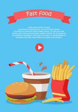 Fast Food Conceptual Flat Style Vector Web Banner Stock-Illustration