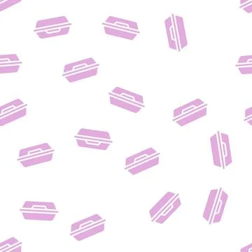 Fast food container glyph vector seamless pattern Stock Illustration
