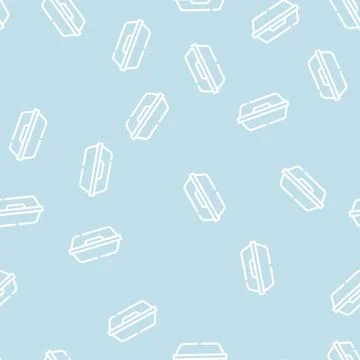 Fast food container line vector seamless pattern Illustrazione stock