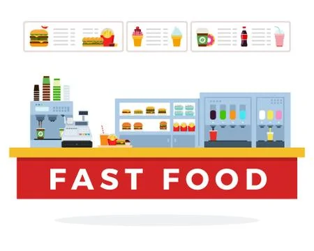 Fast Food counter Stock Illustration