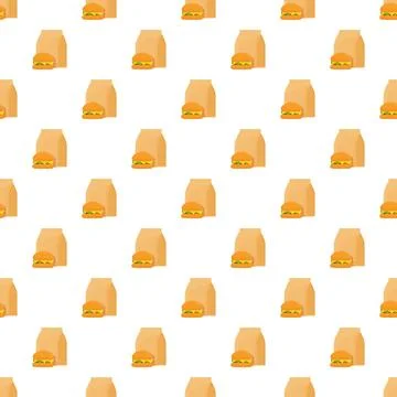 Fast food delivery package pattern with hamburgers Illustrazione stock