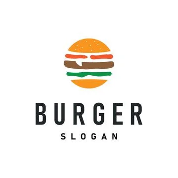 Fast food design burger logo illustration with simple food concept brand te.. Stock Illustration