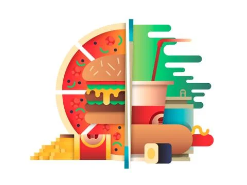 Fast food design flat Stock Illustration
