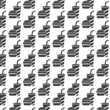 Fast food with drink icon pattern background Stock Illustration