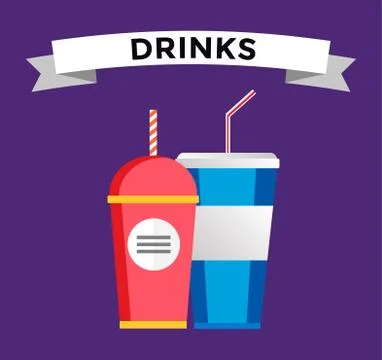 Fast food drinks pack set Ilustração Stock