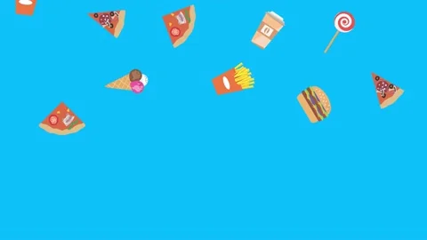 Fast food elements animation, chroma key, graphic source Stock Footage 154078550