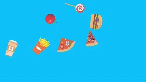 Fast food elements animation, chroma key, graphic source Stock Footage 154078551