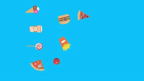 Fast food elements animation, chroma key, graphic source Stock Footage 154078552
