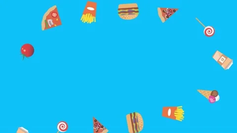 Fast food elements animation, chroma key, graphic source Stock Footage 154078561