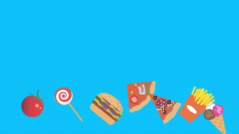 Fast food elements animation, chroma key, graphic source Stock Footage 154078564