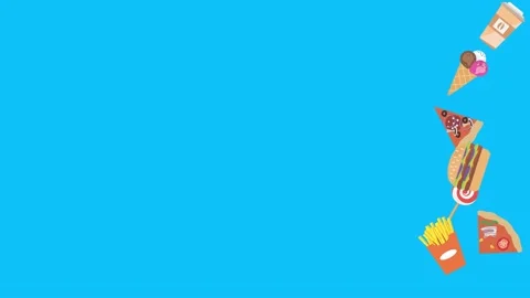 Fast food elements animation, chroma key, graphic source Stock Footage 154078565