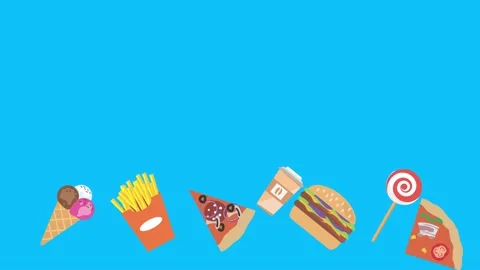 Fast food elements animation, chroma key, graphic source Stock Footage 154078566