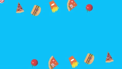 Fast food elements animation, chroma key, graphic source Stock Footage 154078567
