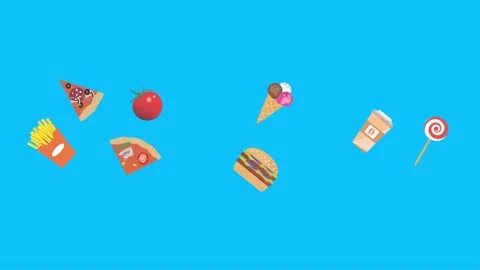 Fast food elements animation, chroma key, graphic source Stock Footage 154078571