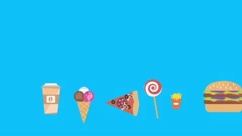 Fast food elements animation, chroma key, graphic source Stock Footage 154078579
