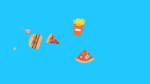 Fast food elements animation, chroma key, graphic source Stock Footage 154078594