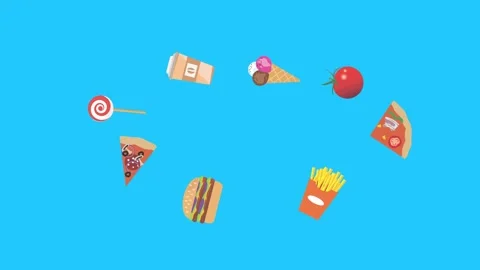 Fast food elements animation, chroma key, graphic source Stock Footage 154078602