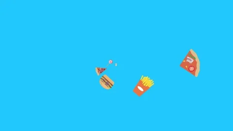 Fast food elements animation, chroma key, graphic source Stock Footage 154078603