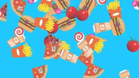 Fast food elements animation, chroma key, graphic source Stock Footage 154078611
