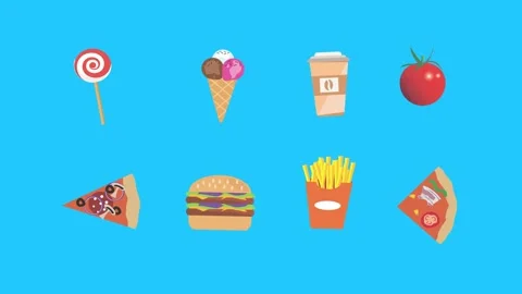 Fast food elements animation, chroma key, graphic source Stock Footage 154078616